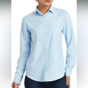 Ruisin light blue long sleeve button down top, size XXL